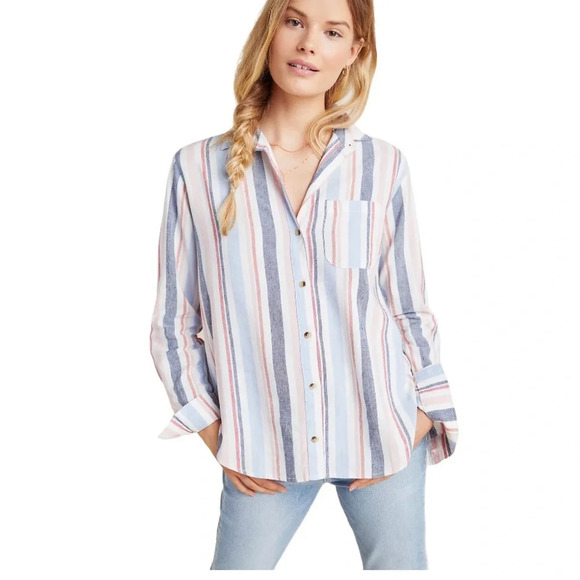 Anthropologie Maeve Chatham Striped Button Down Top XS - Picture 10 of 13